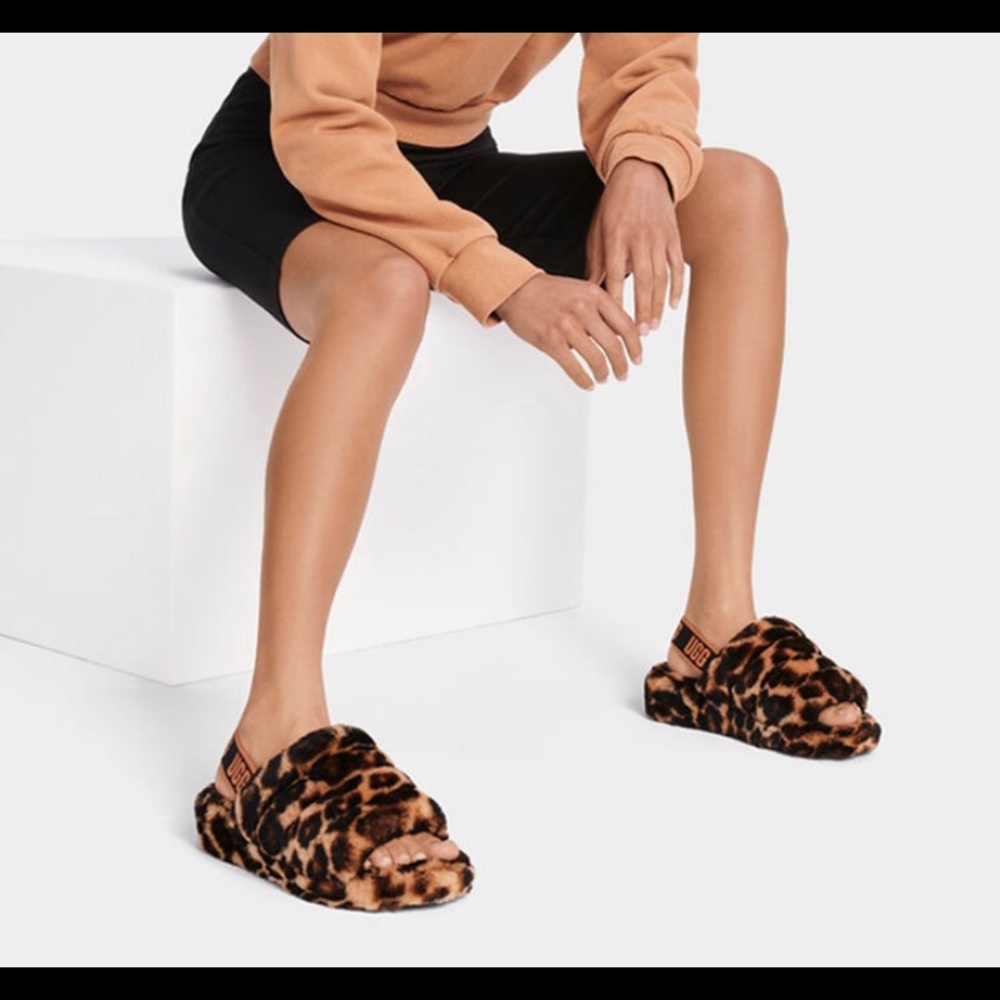 UGG Fluff Yeah Slide in Panther Print